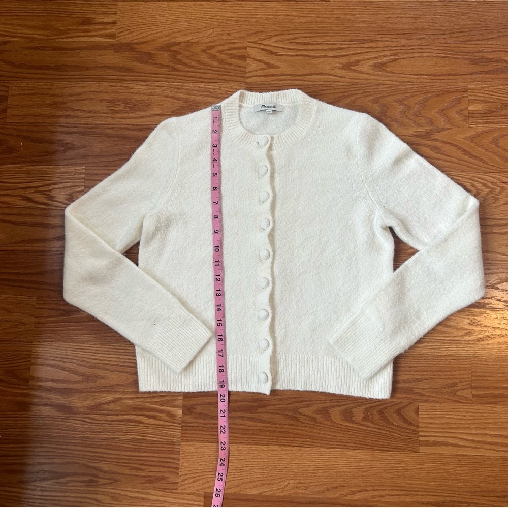 Madewell Winter White Shrunken Cropped Relaxed Cardigan Cotton-Blend Soft Girl - Picture 4 of 8
